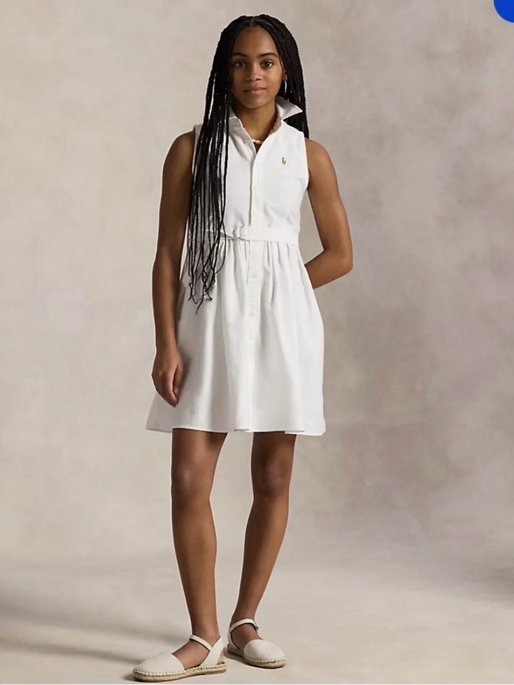 Polo by Ralph Lauren Girls Belted Cotton Oxford Shirtdress